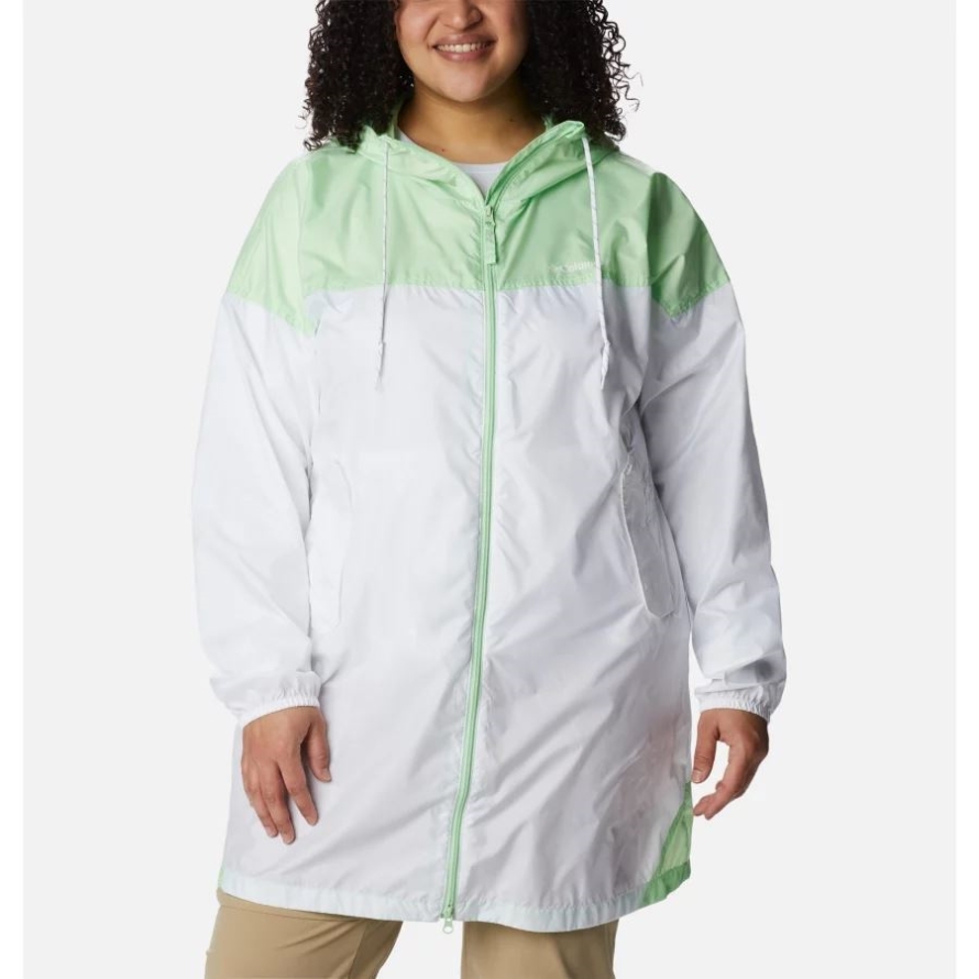White/Key West Women's Flash Challenger Long Windbreaker Plus Size Columbia