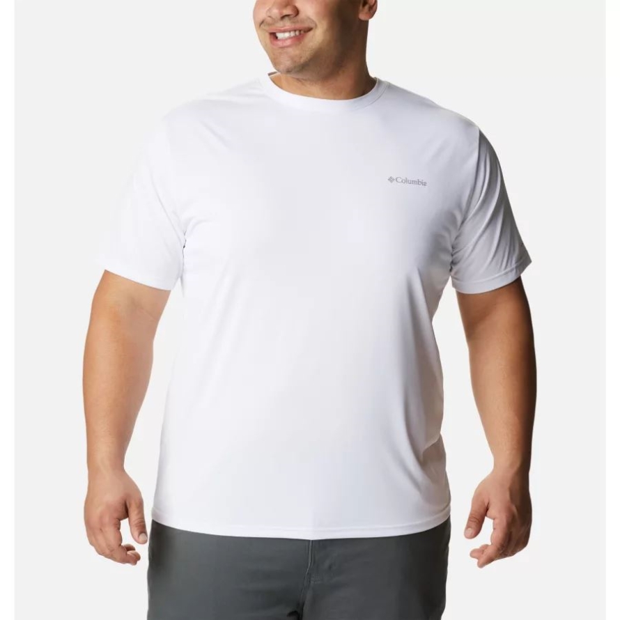 White Men's Columbia Hike Crew Short Sleeve Shirt Big Columbia