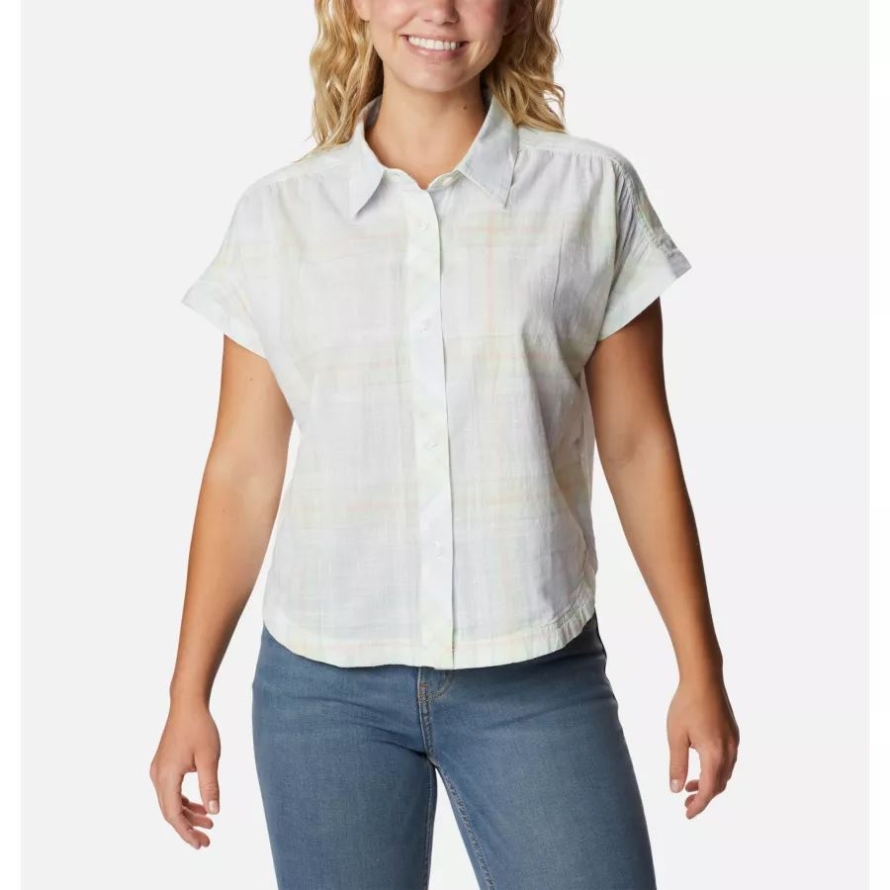 White/Multi Plaid Women's Camp Henry IV Short Sleeve Shirt Columbia