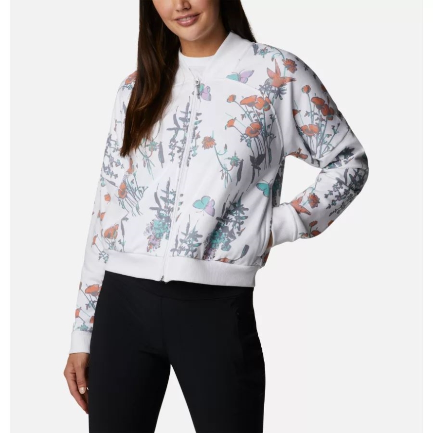 White Radical Botanical Women's Lodge French Terry Casual Jacket Columbia