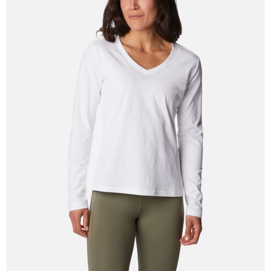 White Women's Sapphire Point Long Sleeve Shirt Columbia Brand