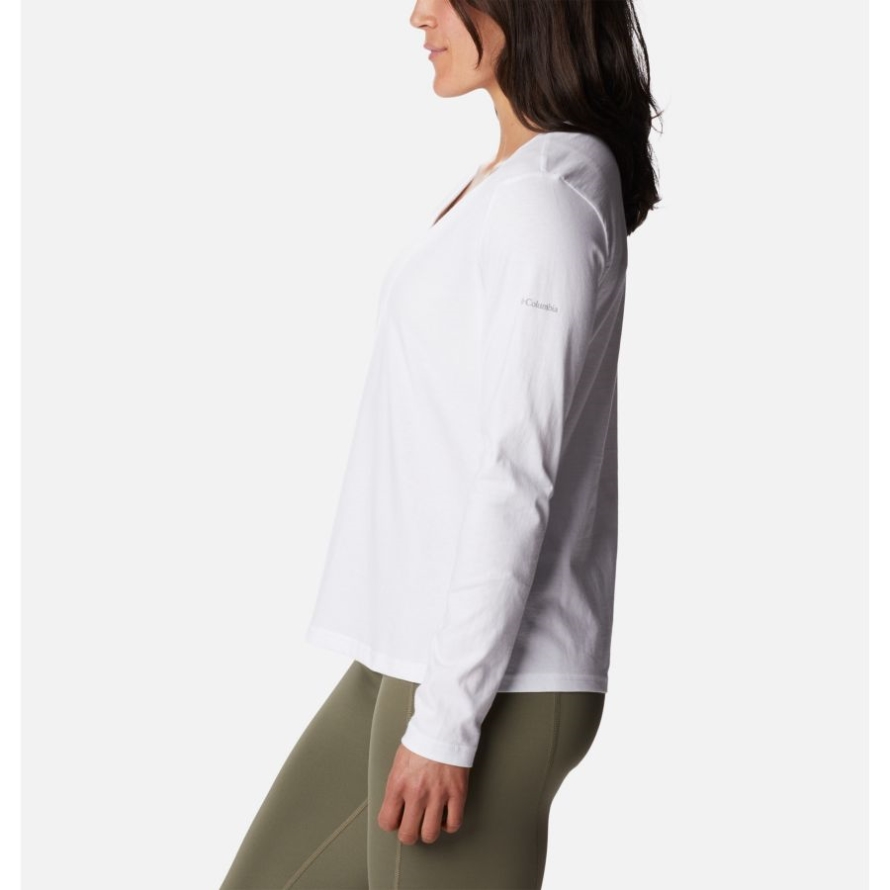 White Women's Sapphire Point Long Sleeve Shirt Columbia Brand