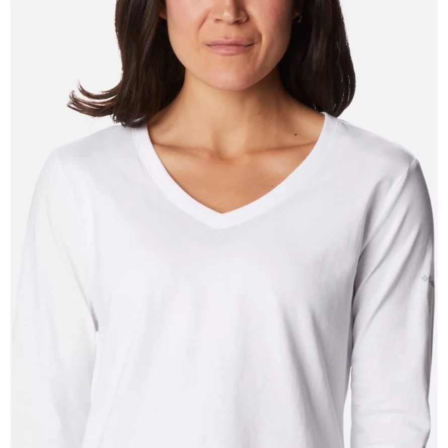 White Women's Sapphire Point Long Sleeve Shirt Columbia Brand