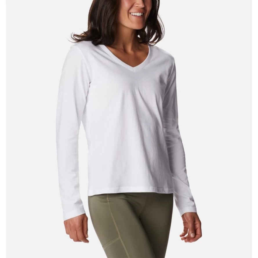 White Women's Sapphire Point Long Sleeve Shirt Columbia Brand