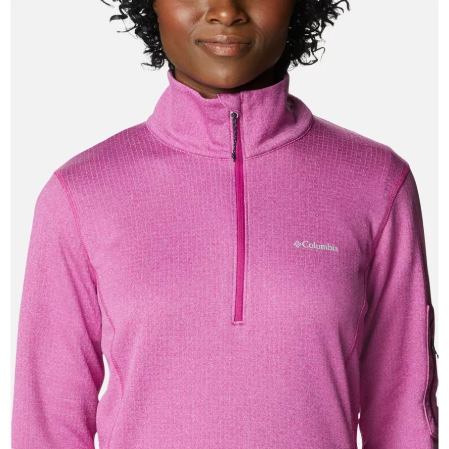 Wild Fuchsia Heather Women's Park View Grid Half Zip Fleece Pullover Columbia