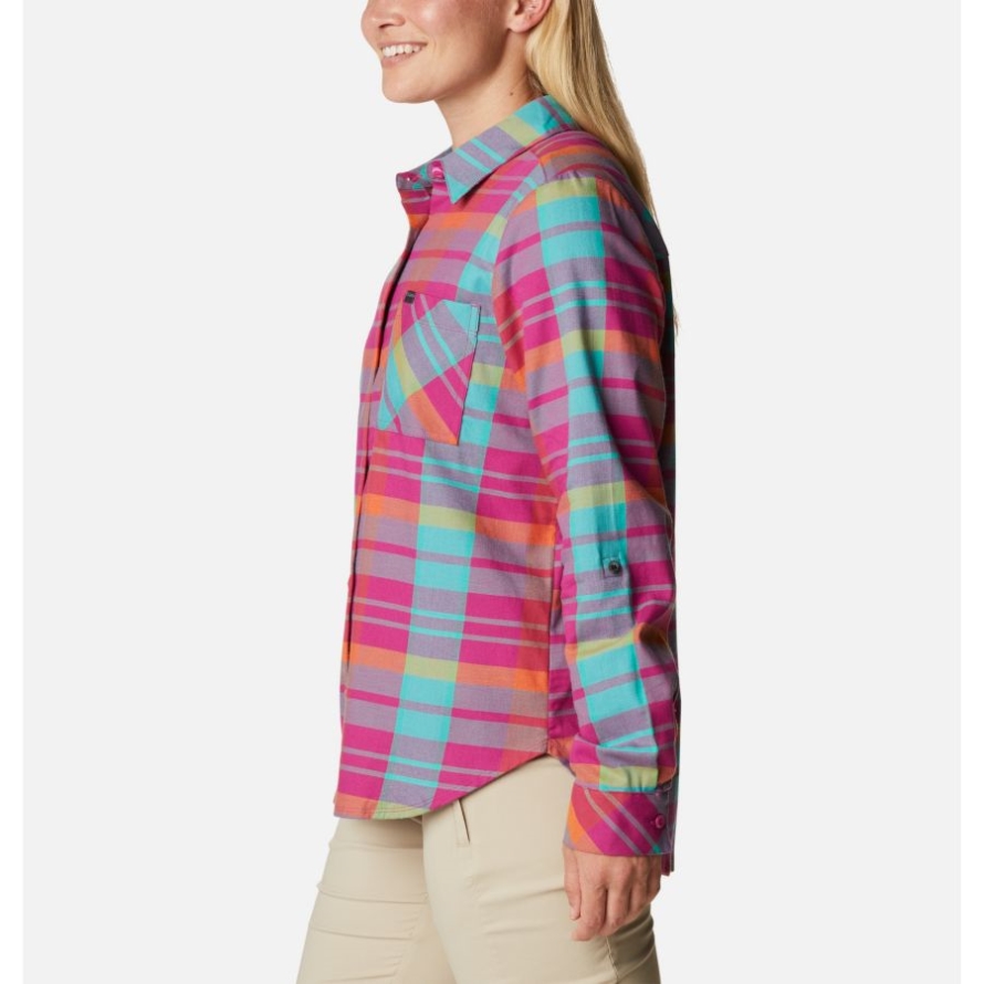 Wild Fuchsia Madras Columbia Women's Anytime Casual II Stretch Long Sleeve T-Shirt