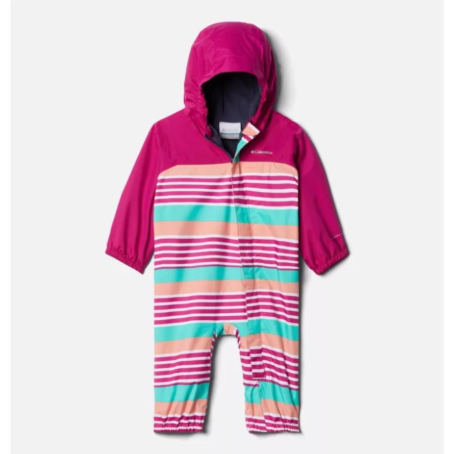 Wild Fuchsia Milo Stripe/Wild Fuchsia Columbia Infant Critter Jitters II Waterproof Suit