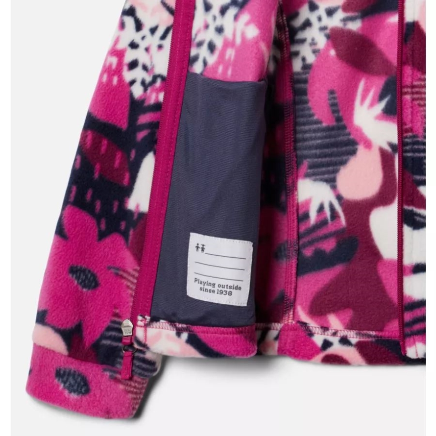 Wild Fuchsia Scraptanical Columbia Brand Girls' Benton Springs II Printed Fleece Jacket