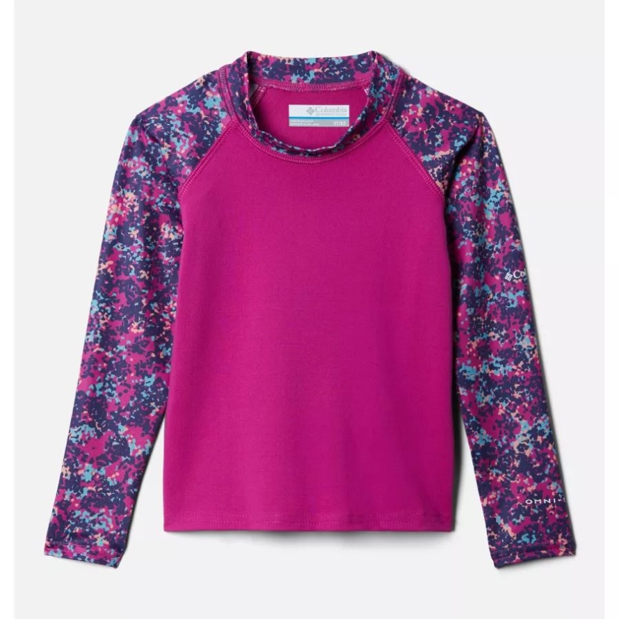 Wild Fuchsia/Wild Fuchsia Dotty Disguis Kids' Toddler Sandy Shores Printed Long Sleeve Sunguard Shirt Columbia