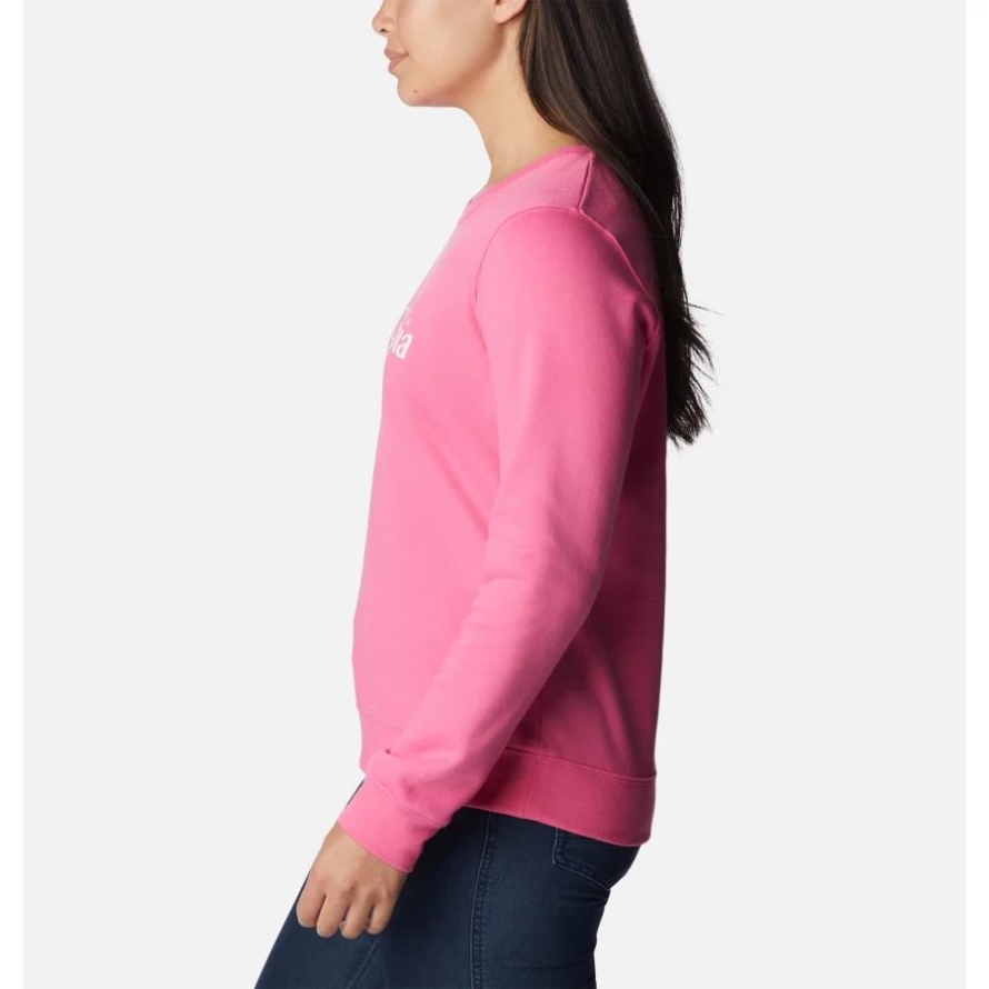 Wild Geranium/White Logo Columbia Women's Columbia Trek Graphic Crew Sweatshirt