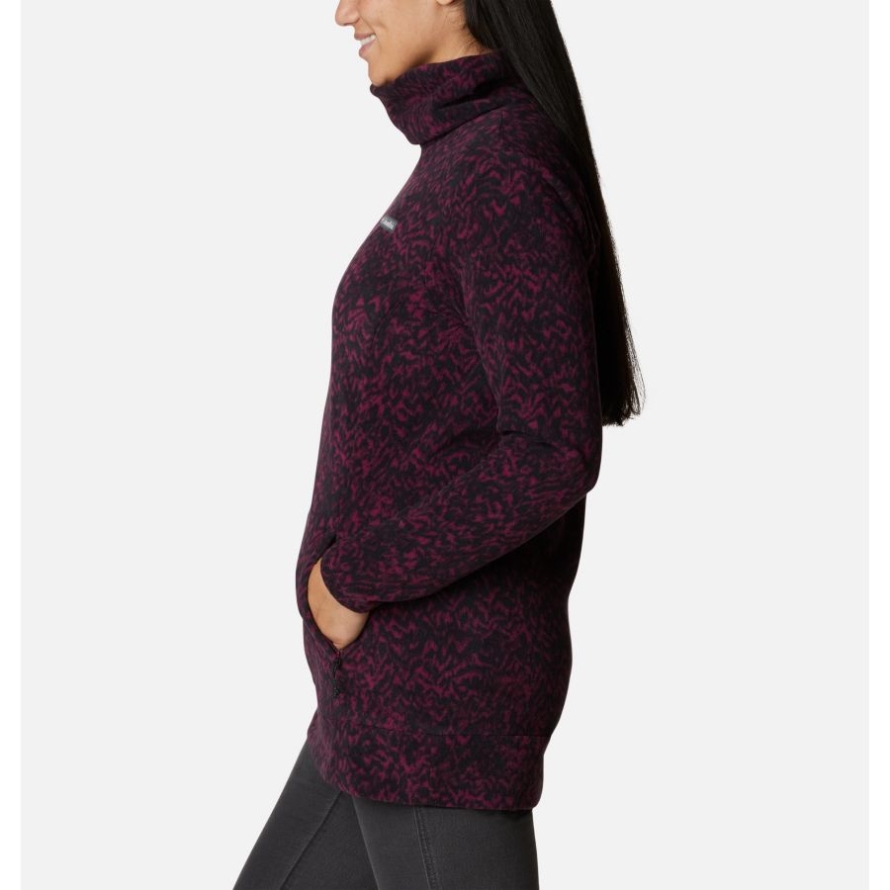 Women's Ali Peak Fleece Tunic Columbia Marionberry Terrain Print