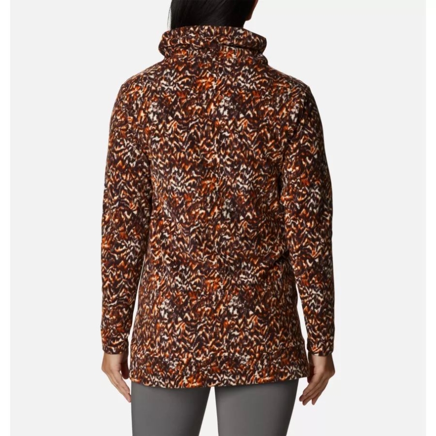 Women's Ali Peak Fleece Tunic Columbia Warm Copper Terrain Print
