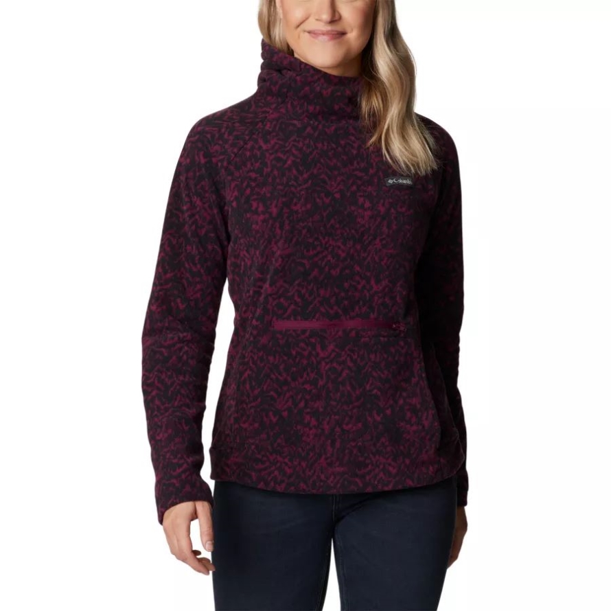 Women's Ali Peak Hooded Fleece Marionberry Terrain Print Columbia Brand