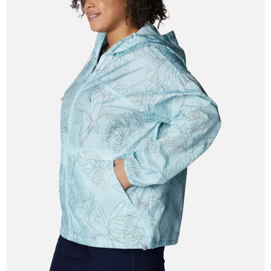 Women's Alpine Chill Windbreaker Jacket Plus Size Columbia Icy Morn Leafy Lines
