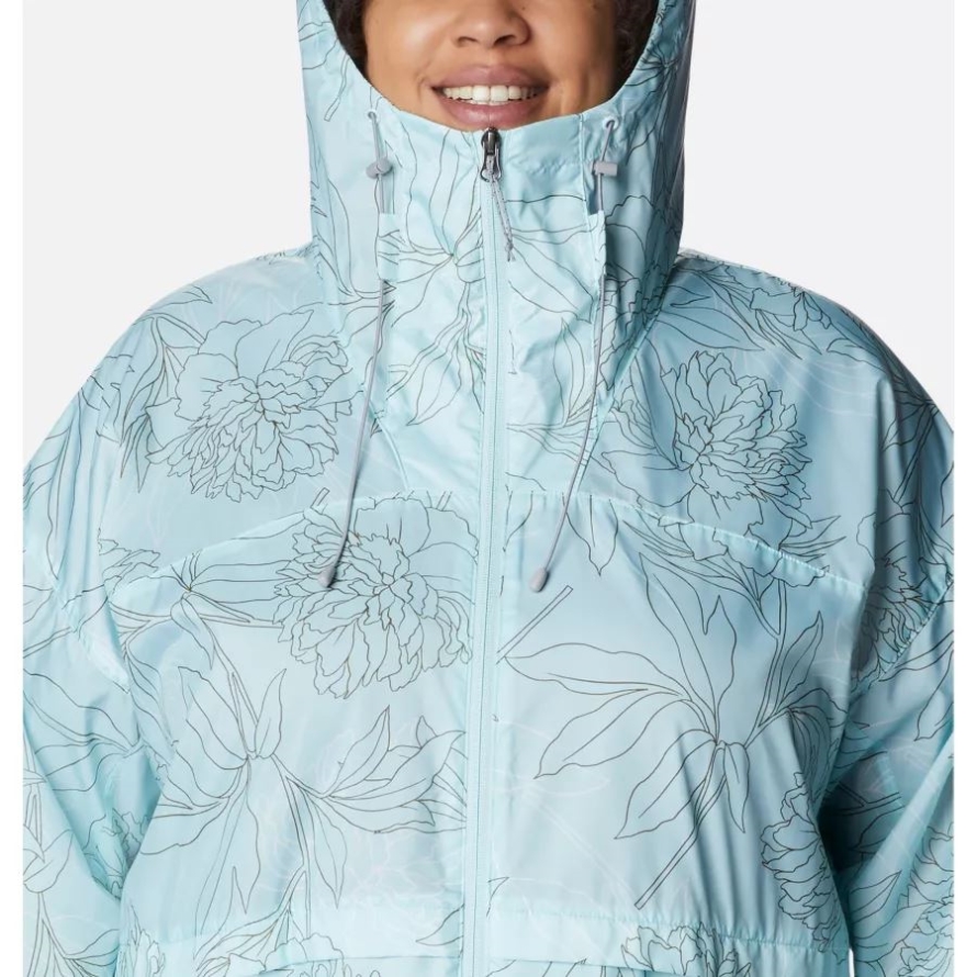 Women's Alpine Chill Windbreaker Jacket Plus Size Columbia Icy Morn Leafy Lines