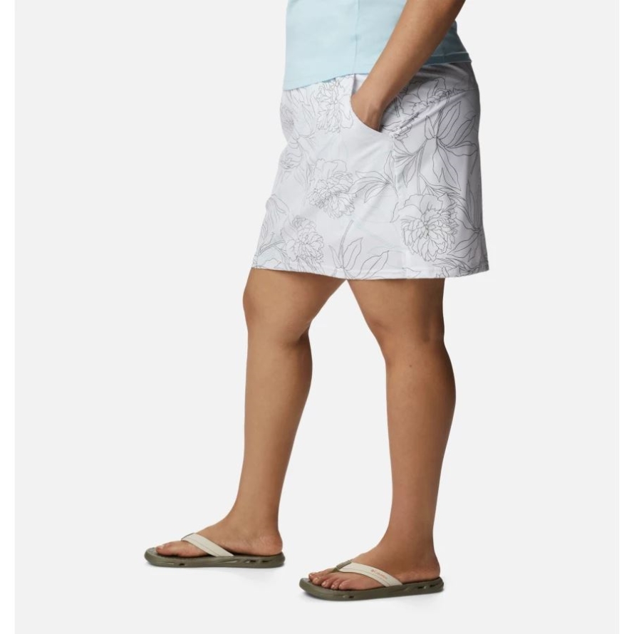Women's Alpine Chill Zero Skort Plus Size White Leafy Lines Multi Columbia