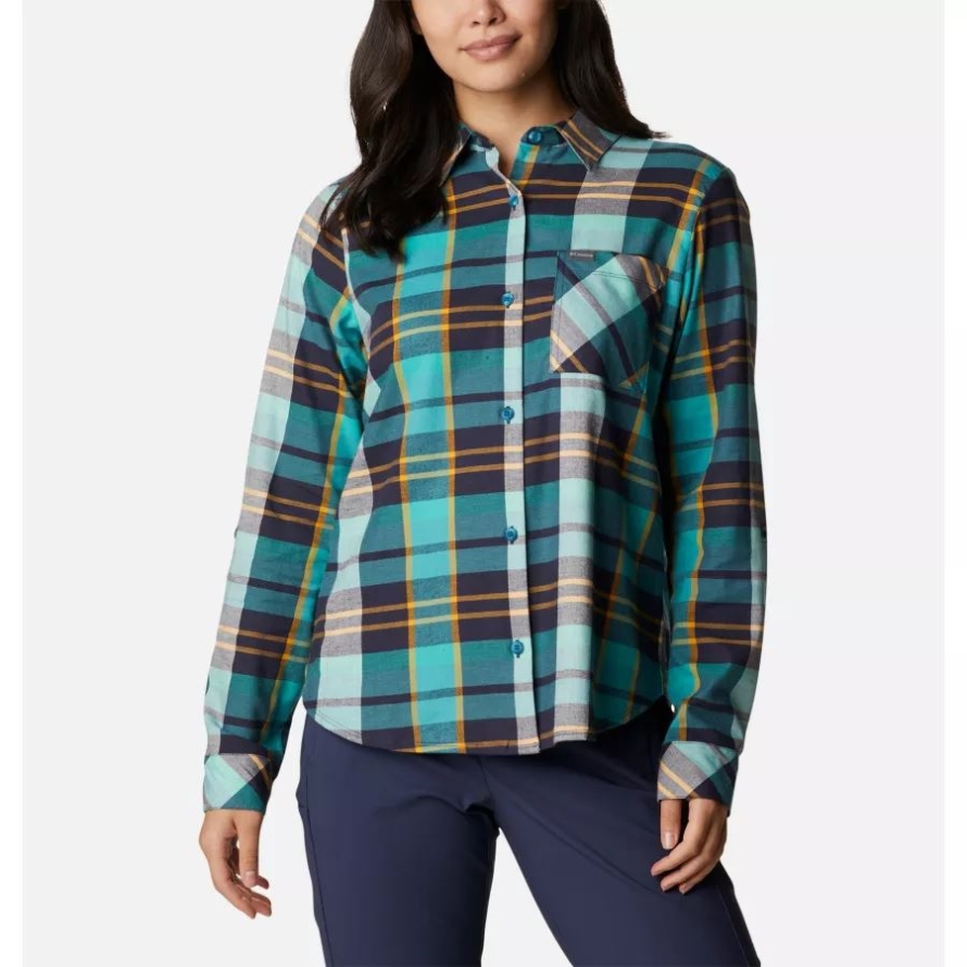 Women's Anytime Casual II Stretch Long Sleeve T-Shirt Nocturnal Madras Columbia
