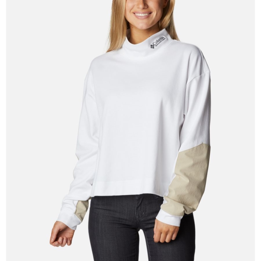 Women's Ballistic Ridge High Neck Long Sleeve T-Shirt Columbia White/Ancient Fossil