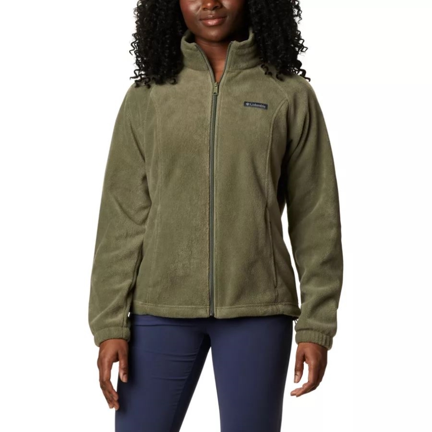 Women's Benton Springs Full Zip Fleece Petite Columbia Stone Green