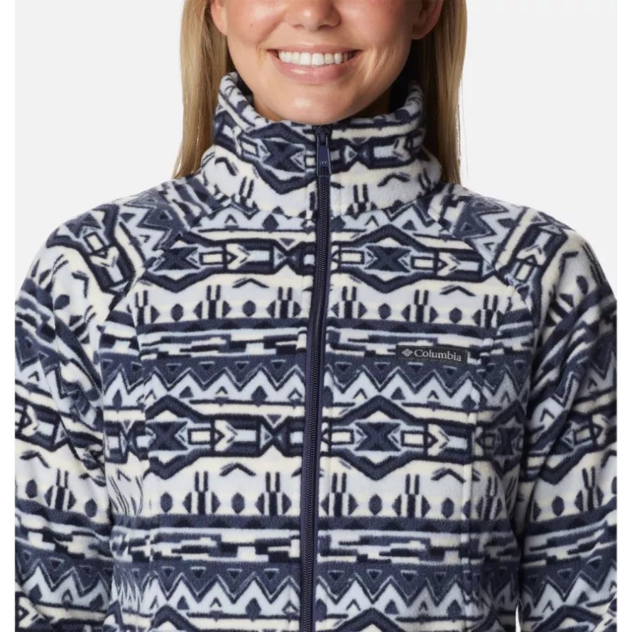 Women's Benton Springs Printed Full Zip Fleece Jacket Nocturnal 80s Stripe Columbia