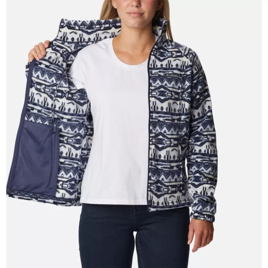 Women's Benton Springs Printed Full Zip Fleece Jacket Nocturnal 80s Stripe Columbia