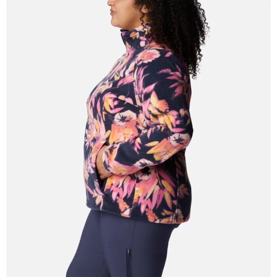 Women's Benton Springs Printed Full Zip Fleece Jacket Plus Size Columbia Wild Geranium/Wisterian