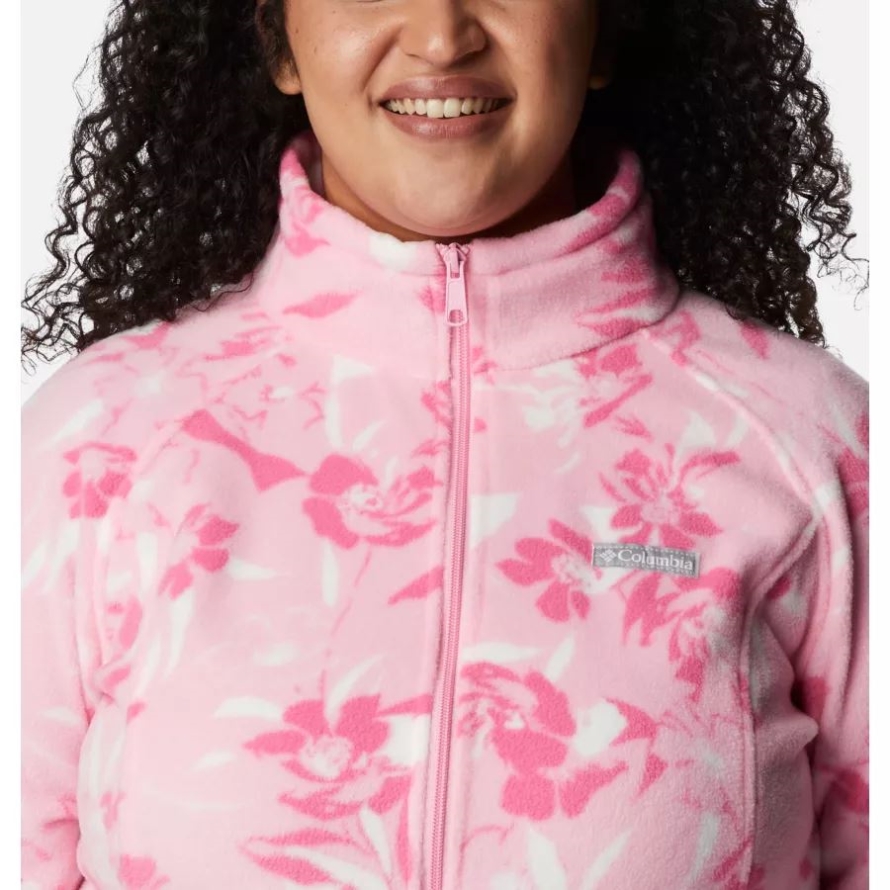 Women's Benton Springs Printed Full Zip Fleece Jacket Plus Size Wild Rose