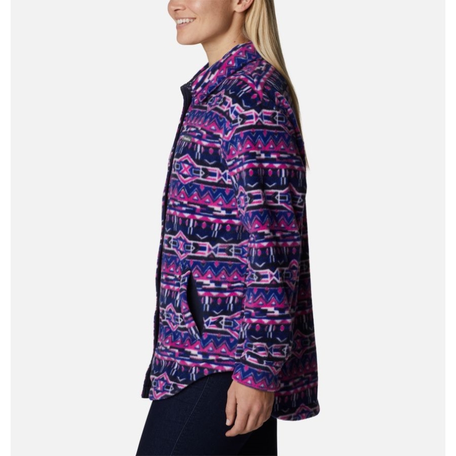 Women's Benton Springs Shirt Jacket Columbia Dark Sapphire 80s Stripe Print