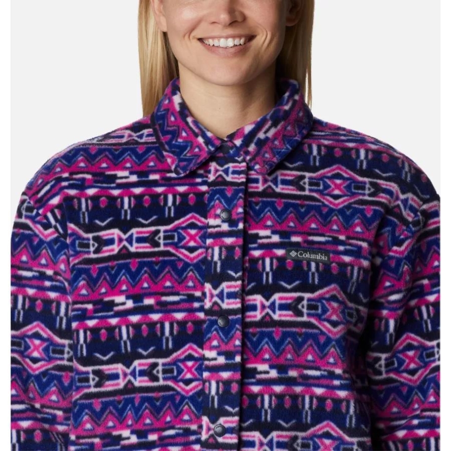 Women's Benton Springs Shirt Jacket Columbia Dark Sapphire 80s Stripe Print