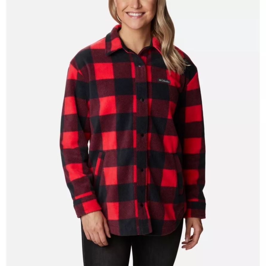 Women's Benton Springs Shirt Jacket Red Lily Check Print Columbia