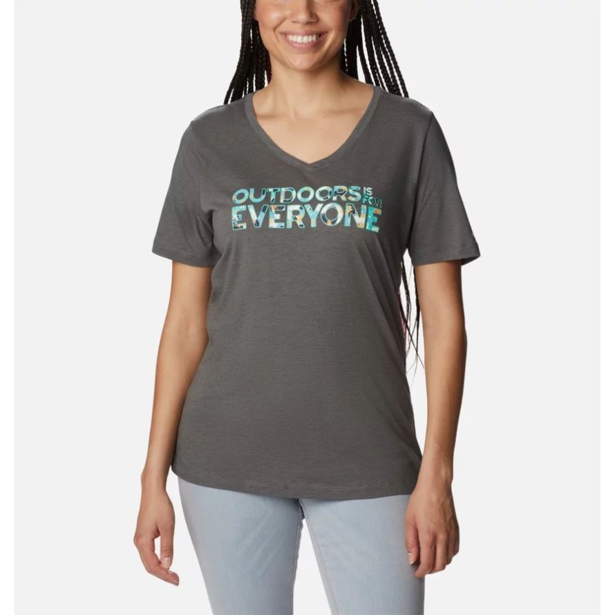 Women's Bluebird Day Casual Graphic T-Shirt Charcoal Heather/Be Outdoors Columbia