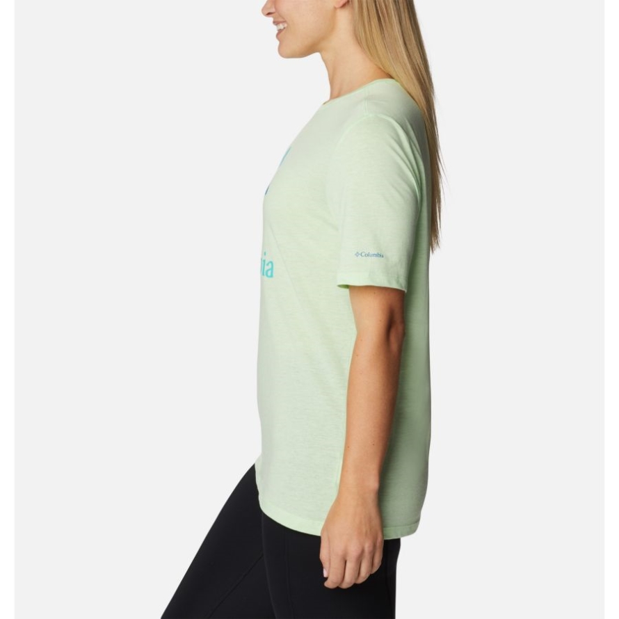 Women's Bluebird Day Relaxed Crew Neck Shirt Key West Hthr/CSC Stacked Lakeside Grx Columbia