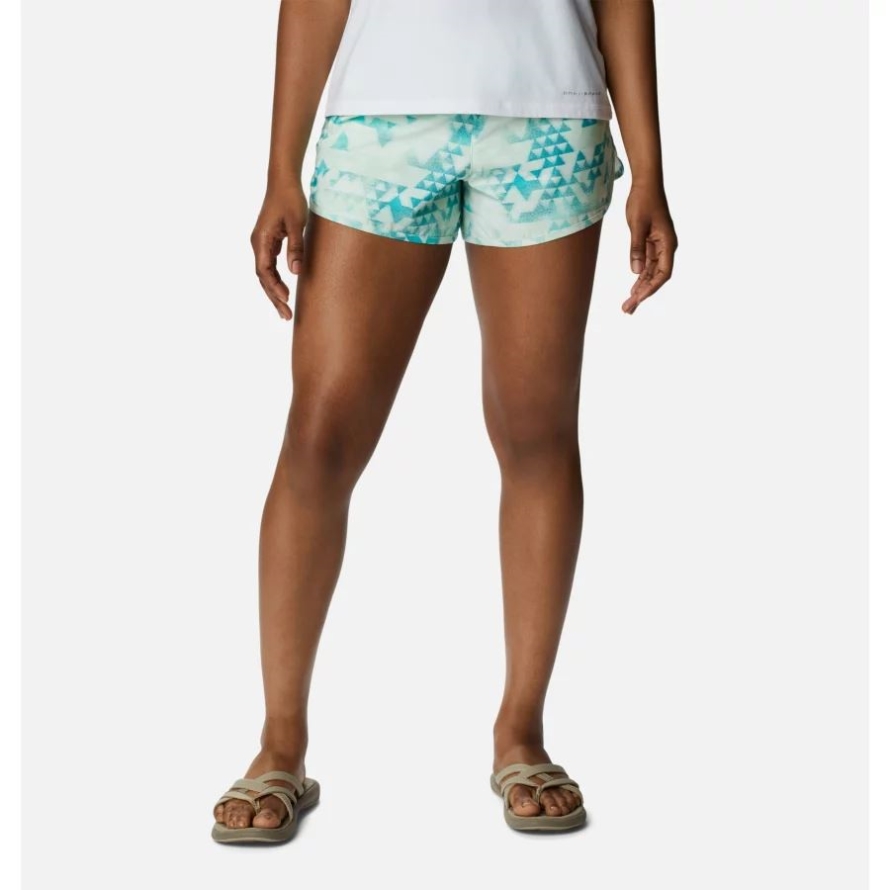 Women's Bogata Bay Stretch Printed Shorts Columbia Bright Aqua/Distant Peaks