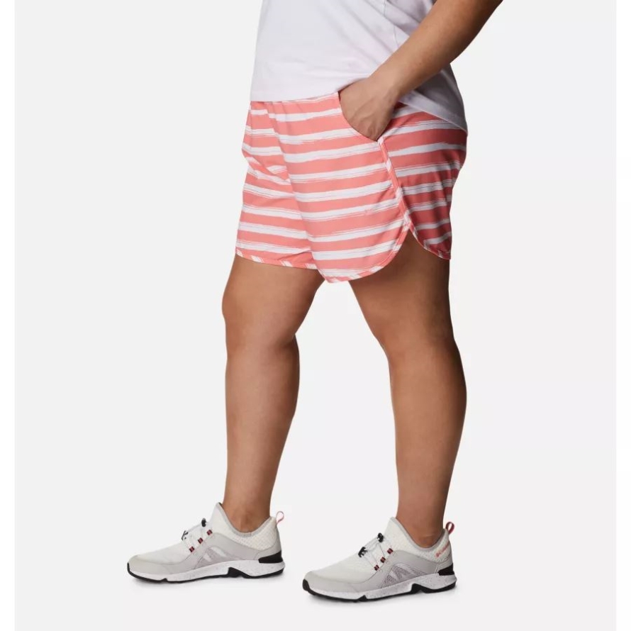 Women's Bogata Bay Stretch Printed Shorts Plus Size Coral Reef Brush Stripe Columbia
