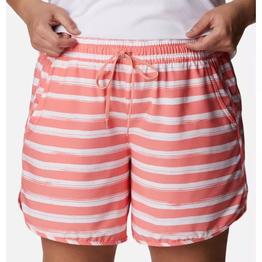 Women's Bogata Bay Stretch Printed Shorts Plus Size Coral Reef Brush Stripe Columbia