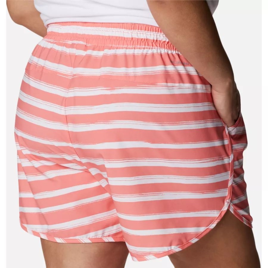 Women's Bogata Bay Stretch Printed Shorts Plus Size Coral Reef Brush Stripe Columbia