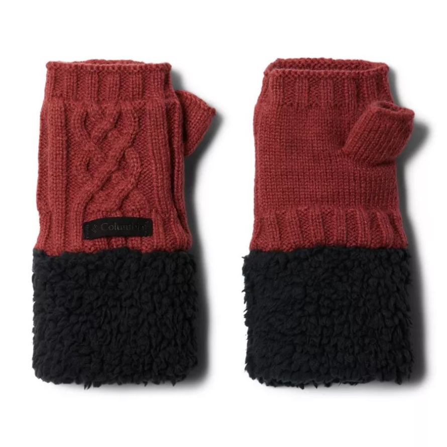 Women's Cabled Cutie Fingerless Gloves Columbia Marsala Red