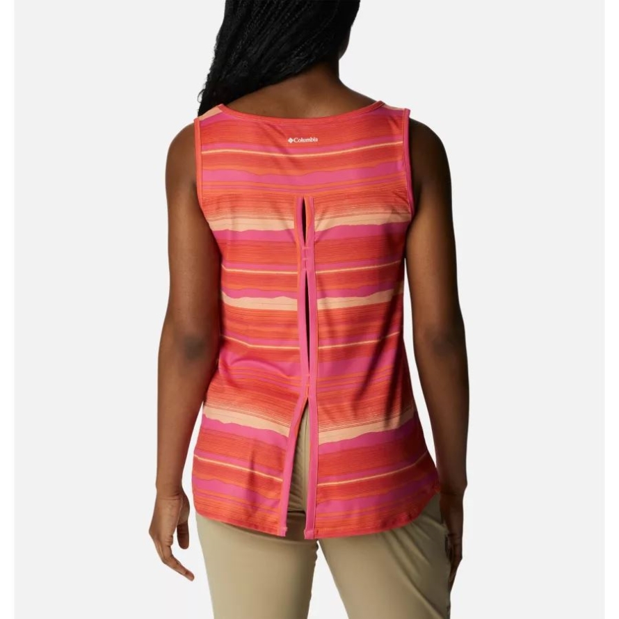Women's Chill River Tank Columbia Brand Sunset Orange/Horizons Stripe