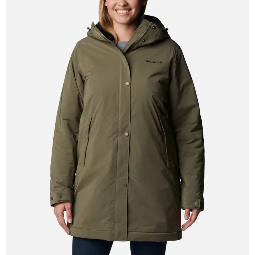 Women's Clermont Lined Rain Jacket Columbia Stone Green
