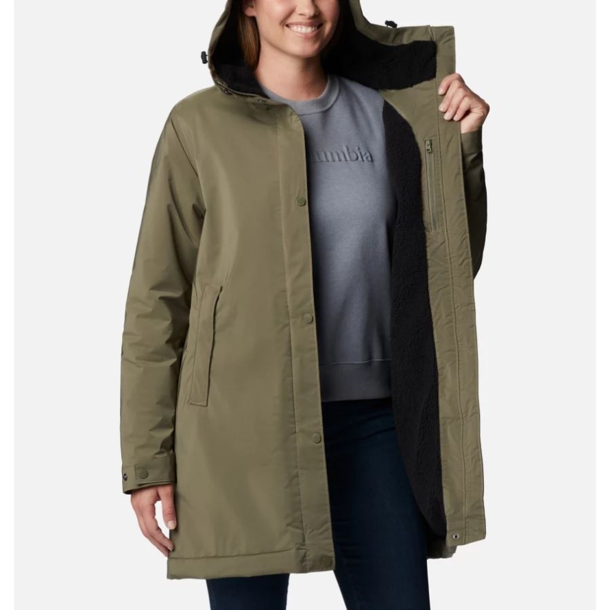 Women's Clermont Lined Rain Jacket Columbia Stone Green