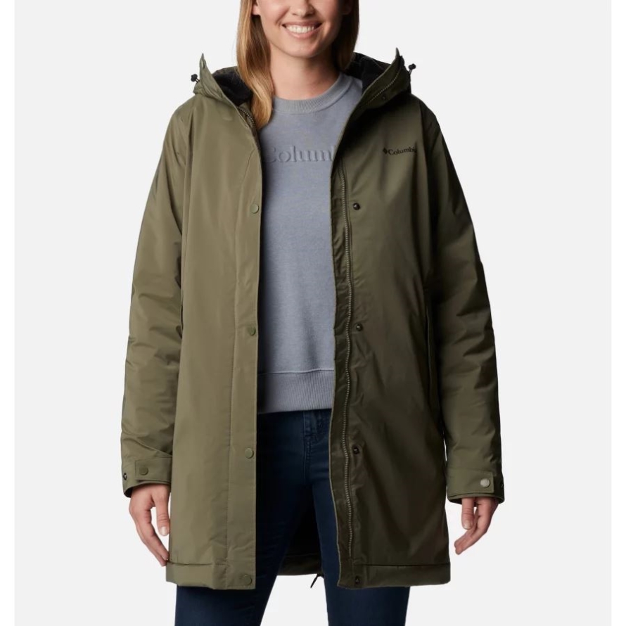Women's Clermont Lined Rain Jacket Columbia Stone Green