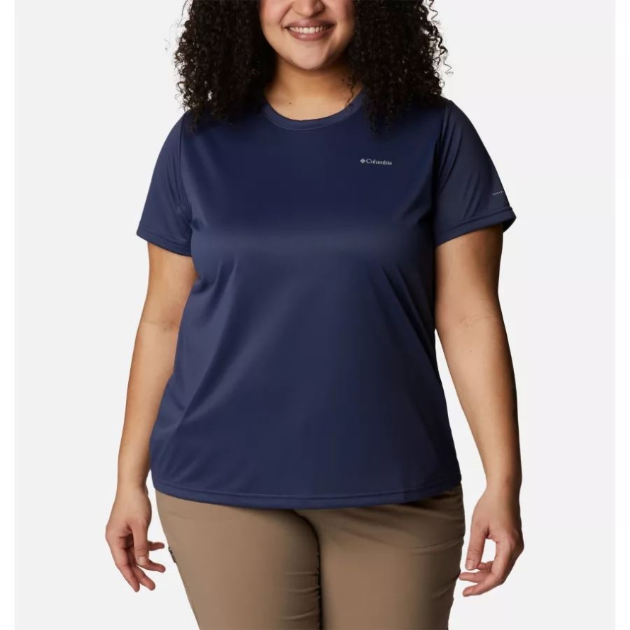 Women's Columbia Brand Hike Short Sleeve Crew Shirt Plus Size Nocturnal Columbia Brand