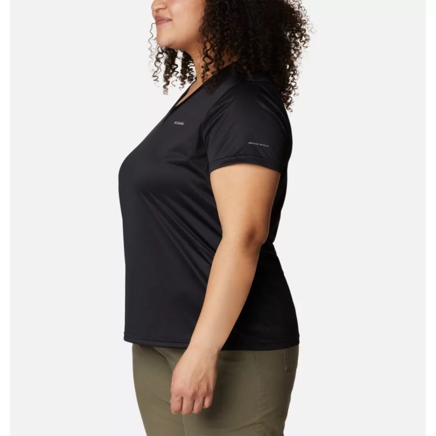 Women's Columbia Hike Short Sleeve V Neck Shirt Plus Size Black Columbia