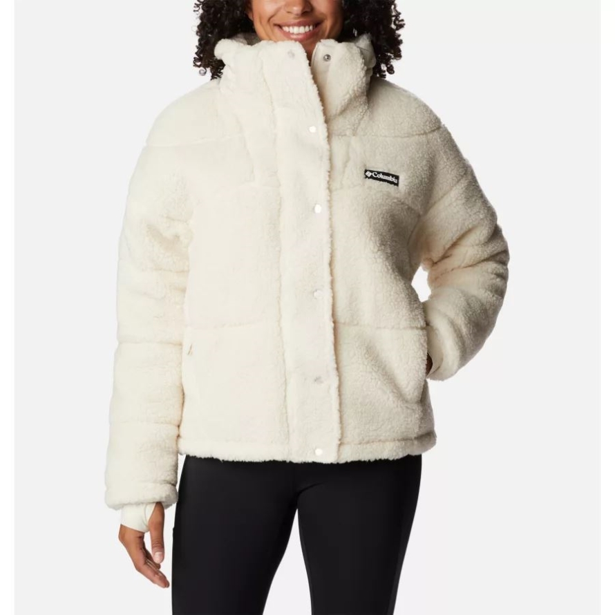 Women's Columbia Lodge Baffled Sherpa Fleece Jacket Columbia Chalk