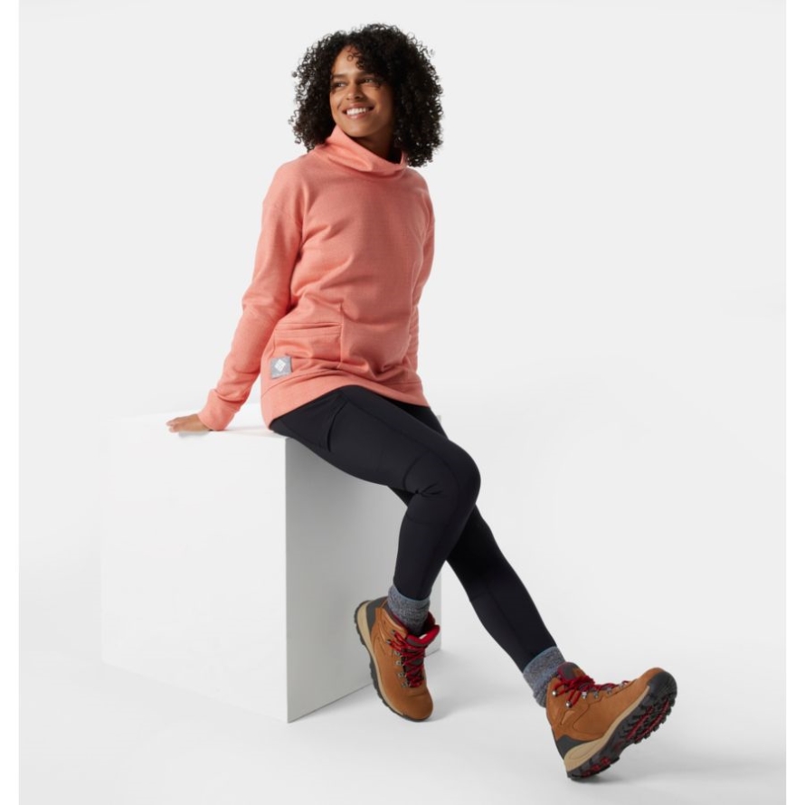 Women's Columbia Lodge Funnel Pullover Columbia Dark Coral Herringbone