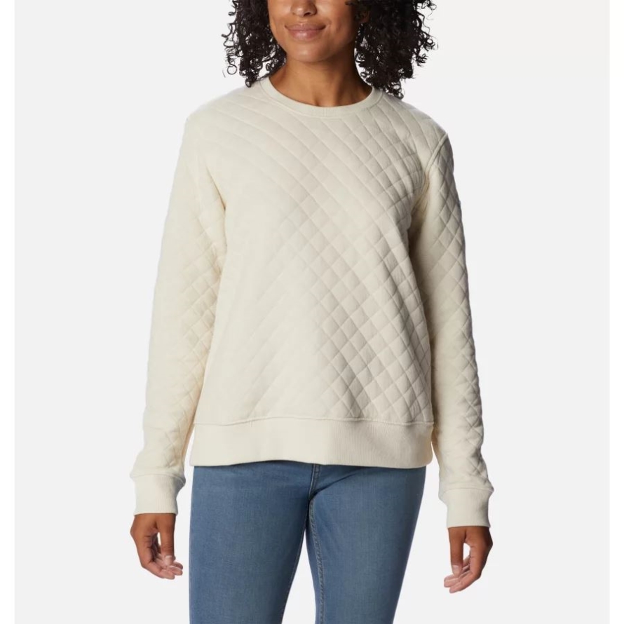 Women's Columbia Lodge Quilted Crew Sweatshirt Chalk Columbia