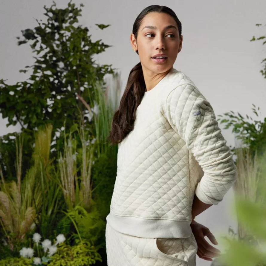 Women's Columbia Lodge Quilted Crew Sweatshirt Chalk Columbia