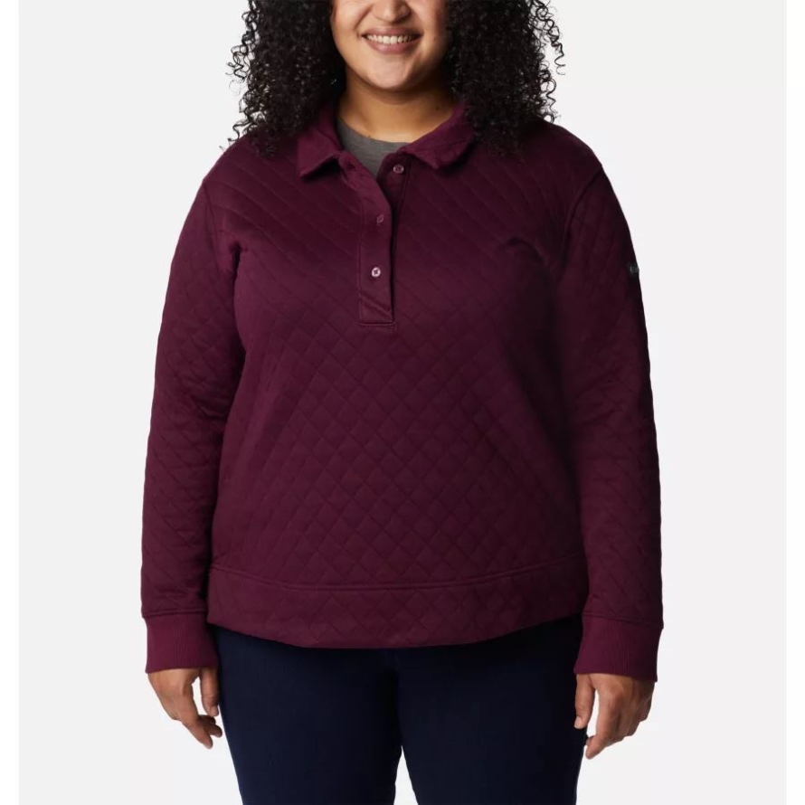 Women's Columbia Lodge Quilted Polo Plus Size Columbia Marionberry