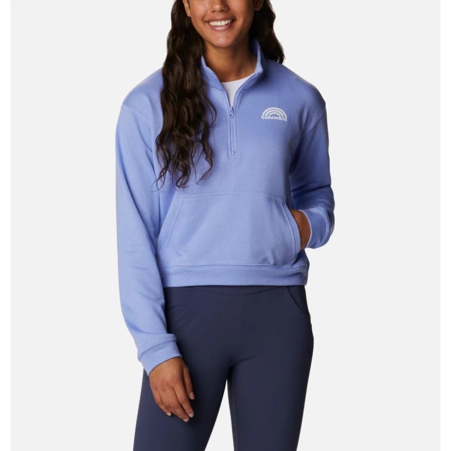 Women's Columbia Trek French Terry Half Zip Sweatshirt Columbia Serenity Heather/Rainbow