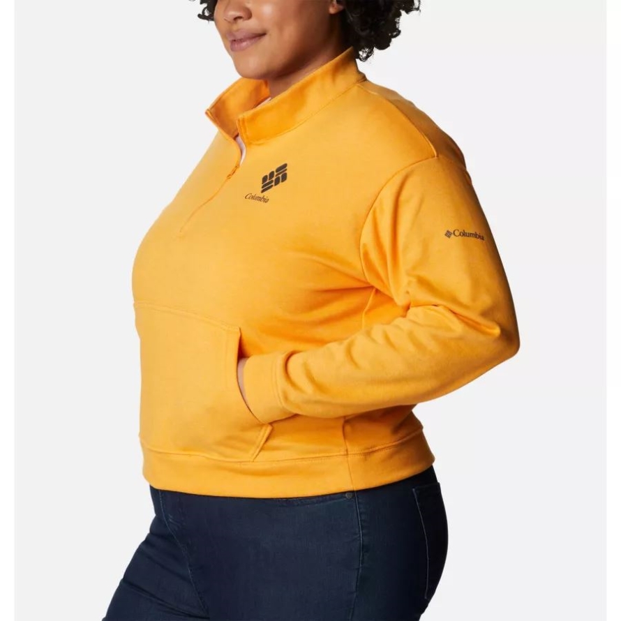 Women's Columbia Trek French Terry Half Zip Sweatshirt Plus Size Columbia Mango Heather/Stacked Gem